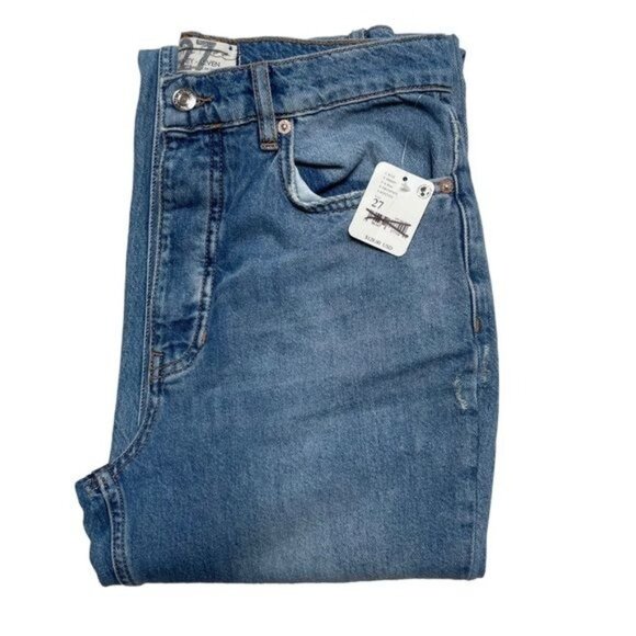 Free People Flare Jeans We The Free Distressed Jeans with Stitching Size 27 NWT - Picture 2 of 10